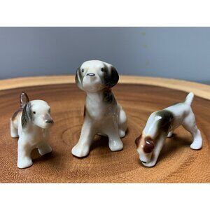 Vintage Japan Porcelian Dog Figurines Trio